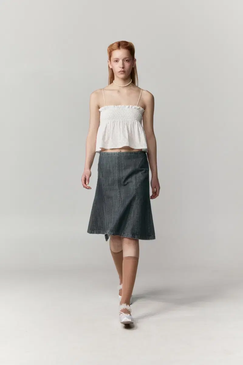 버뮬라 burmula denim gored flare skirt